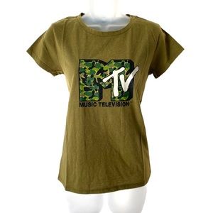 MTV Olive Green Camo Graphic Tee